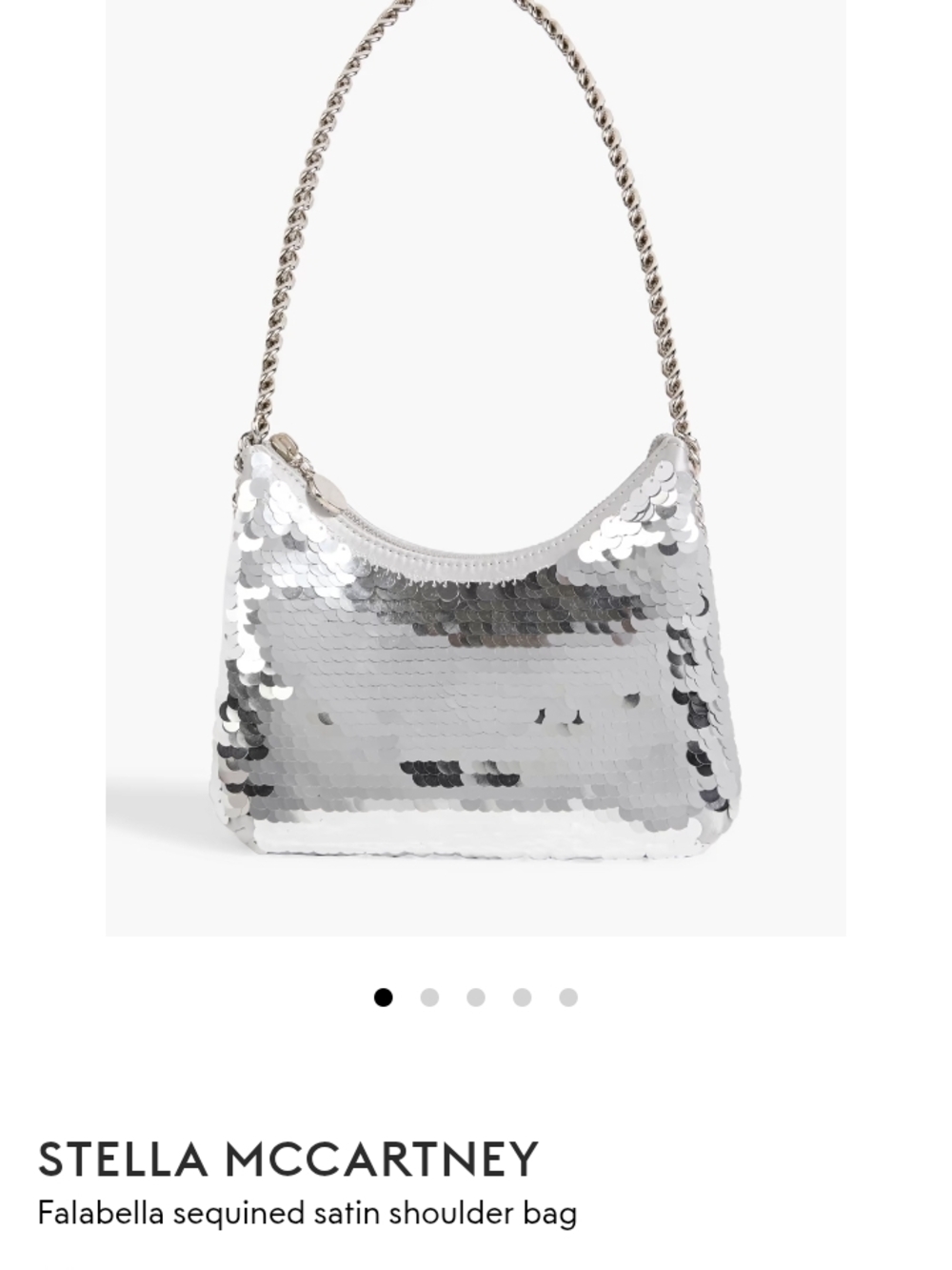 Stella McCartney Falabella Silver Sequin Metallic Satin Shoulder Bag New